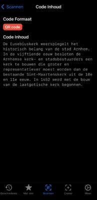 Voorbeeld scan QR Code type tekst met app