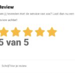 Landingspagina van de review QR code. Hier wordt een aantal sterren, een tekst, en evt. een email achtergelaten, waarna de review verstuurd kan worden.