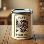 Een collectebus met een QR code erop
