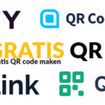 De logo's van de 5 QR code generatoren (QRFY, QR Code Generator, GratisQRCode, QR Link, en QR.io) op een witte achtergrond