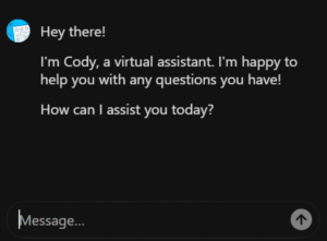 Screenshot van QR-code-generator.com. Het is een screenshot van de berichten die zijn gestuurd door een chatbot. In dit geval ' hi how are you, how can I help you' .